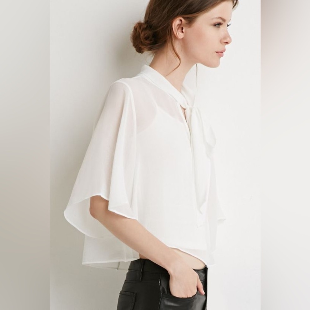 Forever 21 Tie Neck Loose Blouse